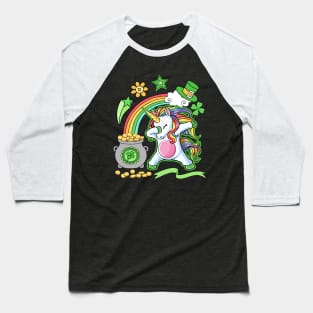 Lepricorn Leprechaun Dabbing Unicorn Girls St Patricks Day Baseball T-Shirt